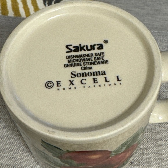 Sakura Table Natural Sonoma Fruits Mug Apples Pears Leaves Stoneware vintage - Picture 4 of 5